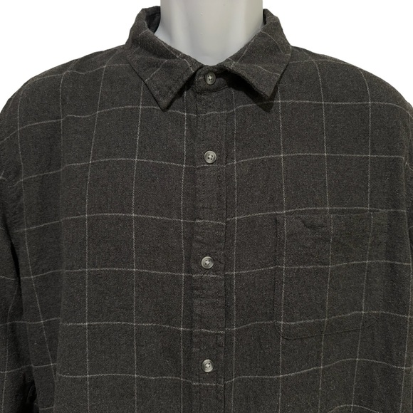 Marine Layer Mens Shirt Button Flannel Gray Windowpane Check Marge M/L - Picture 2 of 8